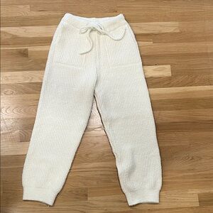 Cream Loungewear Knit Pants